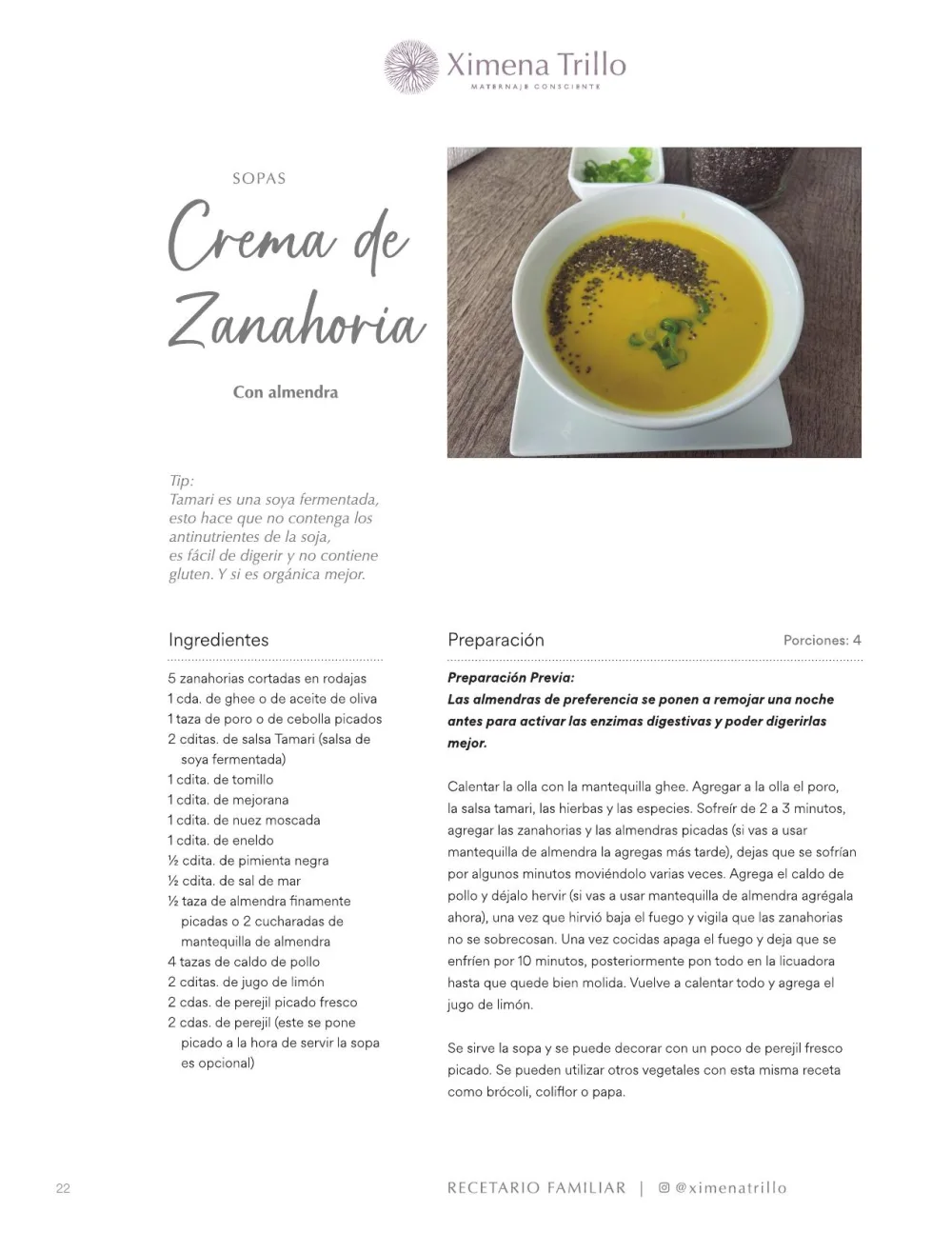 Receta de crema de zanahoria